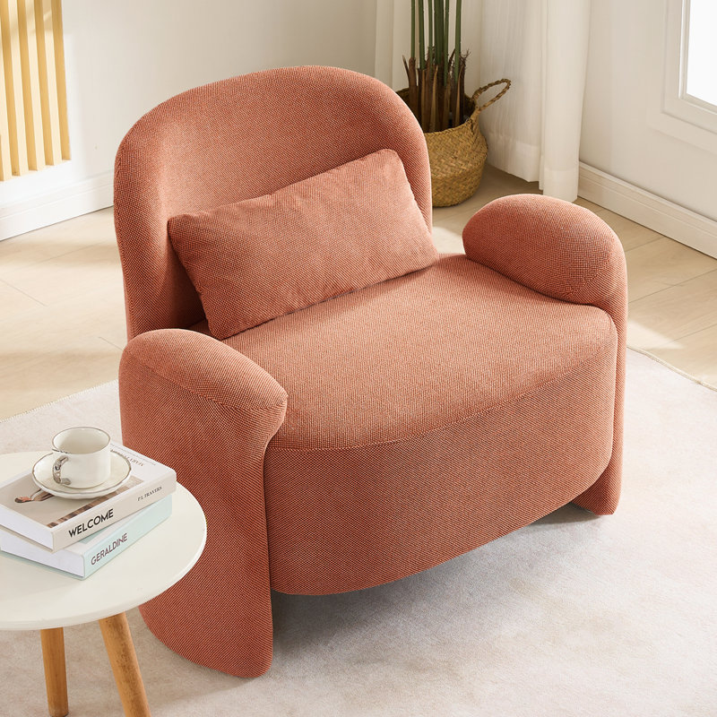 Fauteuil d'appoint moderne surdimensionné 37,2 po, Orange
