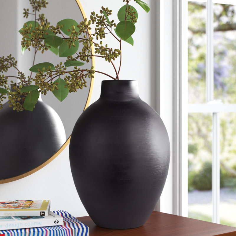 Handmade Table Vase, Ecru, 16.5" H x 11.75" W x 11.75" D