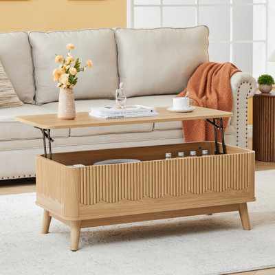 Table basse à plateau relevable avec rangement