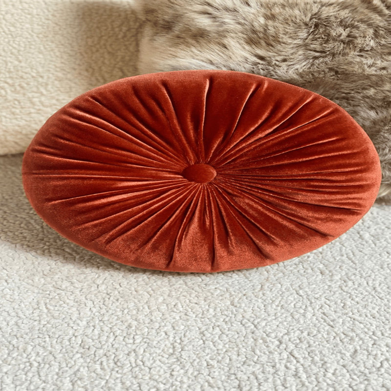Therese 16" Tufted Round Throw Pillow, 16'' H X 16'' W, Rust