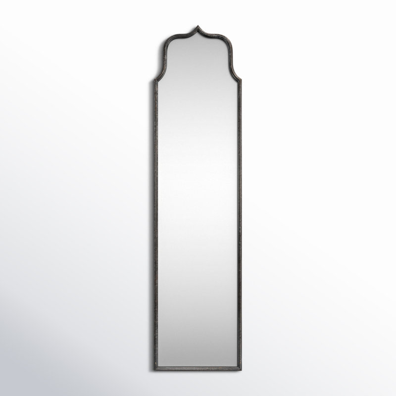 Devyn Modern Farmhouse Floor Length Metal Framed Wall Mirror, 70.1" x 17.7", Distressed Black