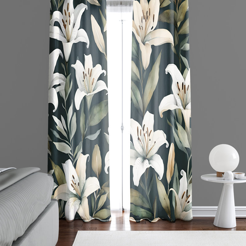 Paire de rideaux semi-transparents en polyester Espiye, L 20 po x L 52 po