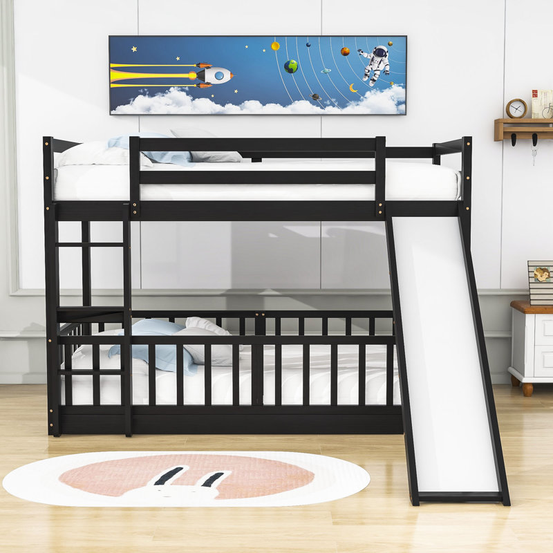 Eskild Twin Over Twin Standard Bunk Bed with Slide by Harriet Bee, Espresso