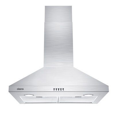 CIARRA 30 inch Stainless Steel Wall Mount Range Hood, 450 CFM Convertible Kitchen Vent Hood with Dishwasher-Safe Filters & LED Lights