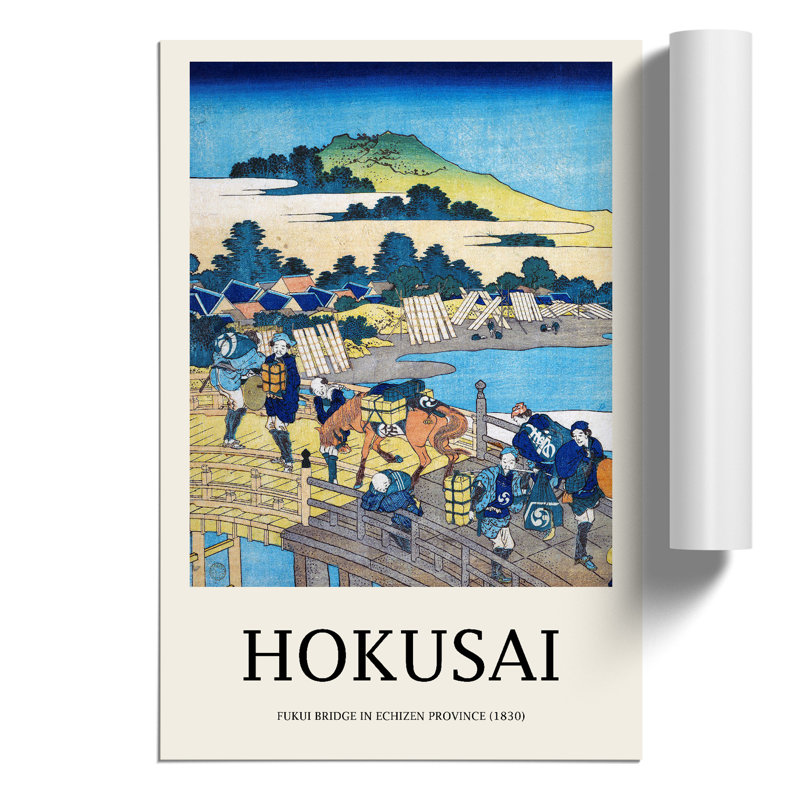 Fukui Bridge in Echizen Province Print by Katsushika Hokusai - Frameless Print, 59cm H x 42cm W x 0.1cm D