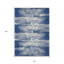 Tapis extérieur lavable rayé bleu marine et ivoire 10 pi x 14 pi