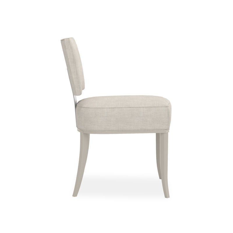 Reserved Seating Upholstered Dining Chair, Beige, Pearl/Chrome