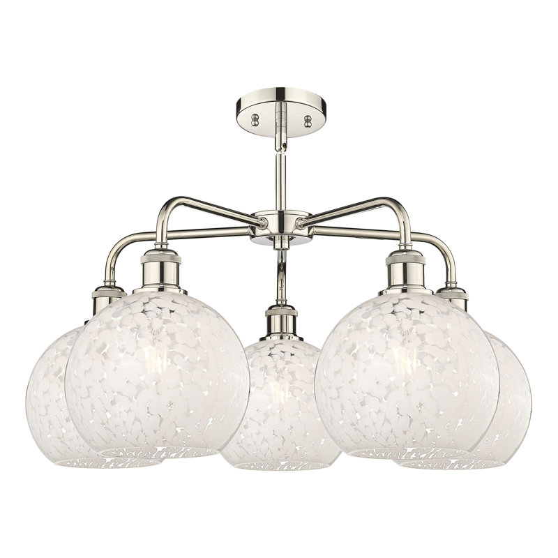 Bellagrace 5 - Light Dimmable Globe Chandelier, 15.5" H x 26" W x 26" D, Polished Nickel