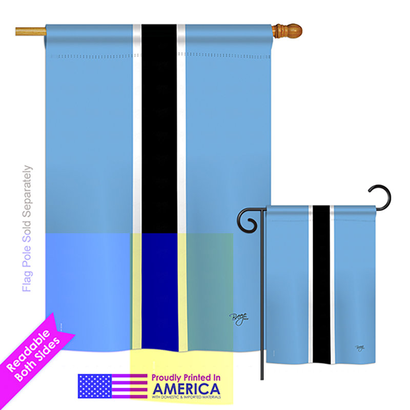 Ensemble de 2 parties du botswana du monde the world, drapeau de polyester vertical décoratif à 2 côtés