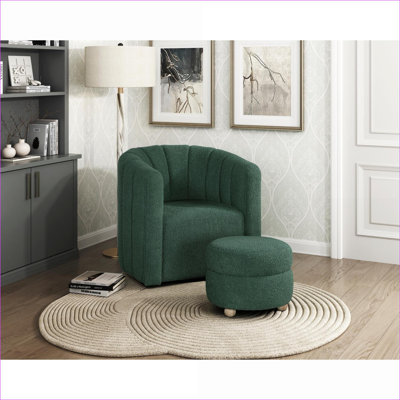 Fauteuil d'appoint pivotant avec repose-pieds Sage Green
