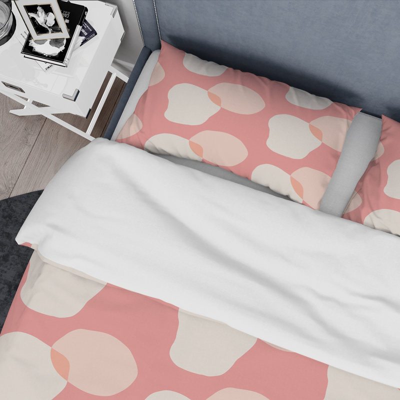 Raheen - Abstrait rose et crème I - ensemble de housse de couette moderne - microfibre de polyester