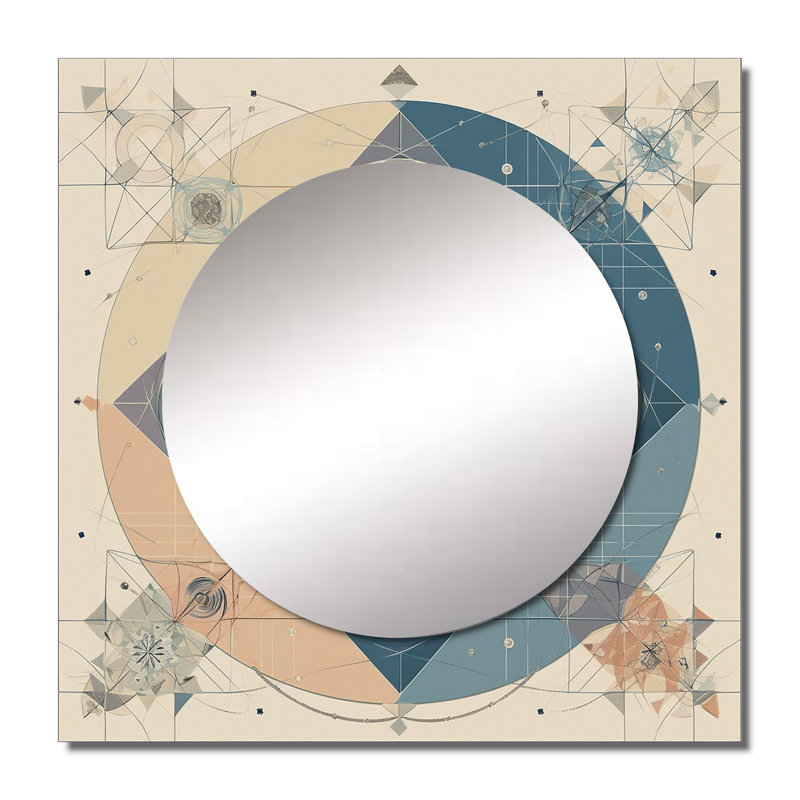 Décoration murale sacrée mystère rétro Alchimie Mandala IV - Miroir géométrique carré moderne pour chambre à coucher