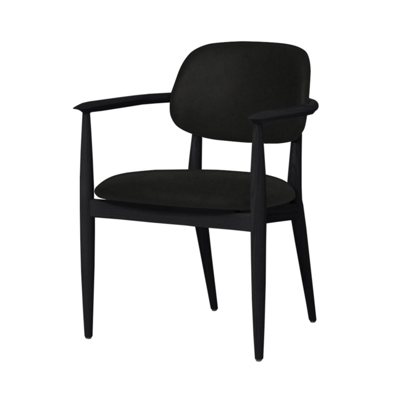 Chaise Slow de Space Copenhagen, Chêne onyx, Nouveau noir Newcastle 65