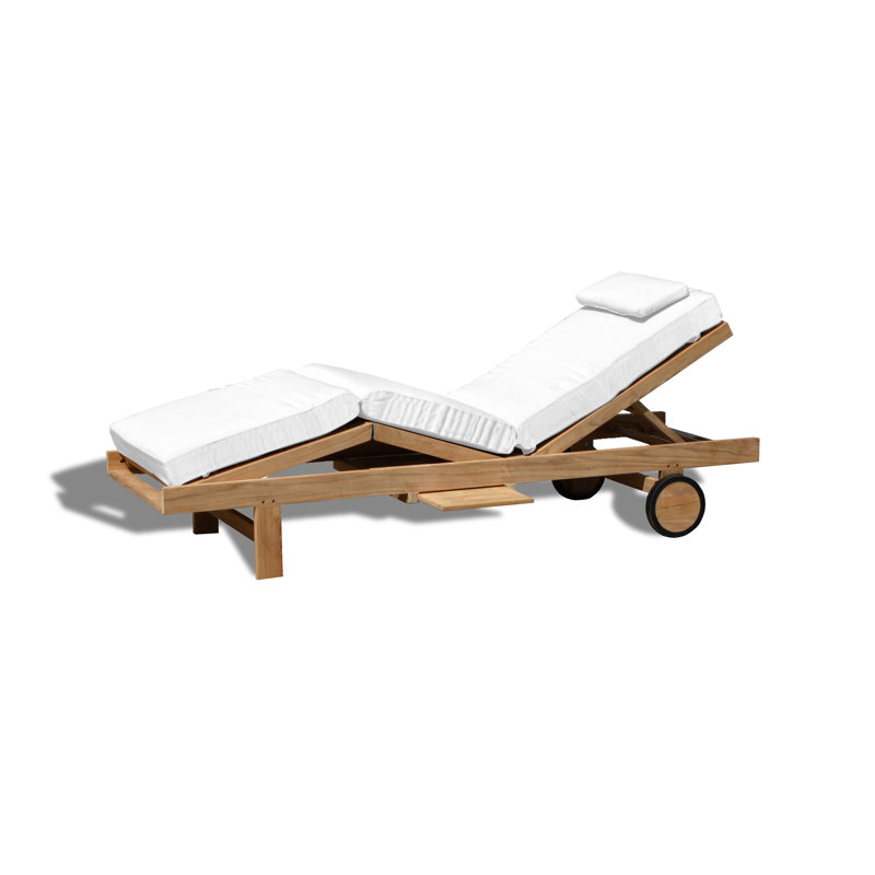 Quincy Outdoor Teak Chaise Lounge, Canvas Natural Sunbrella® Canvas