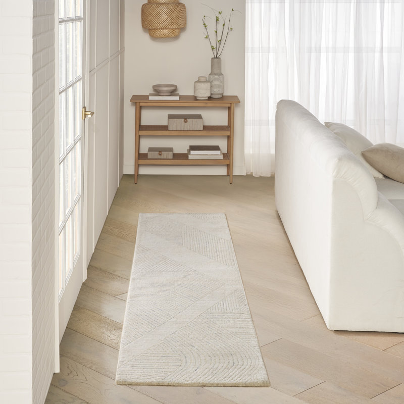 DKNY Pure Patterns 2'3" x 7'6" Ivory Grey Modern Indoor Rug, Runner  2'3" x 7'6", Gray