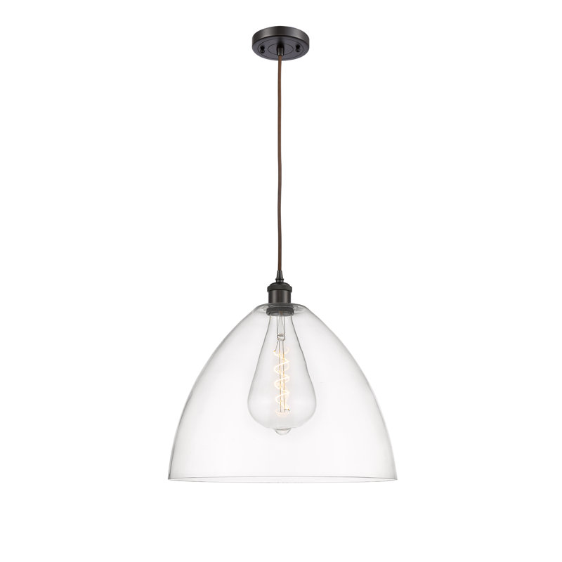 Haruka 1 - Light Single Pendant, Clear, 18.75" H x 16" W x 16" D, Oil Rubbed Bronze