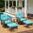 5-Piece Wicker Swivel Patio Seating Group with Tempered Glass Table Top and Cushions-923873730
