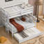 Lit superposé simple au-dessus d'un lit double en bois avec lit gigogne blanc-964431363