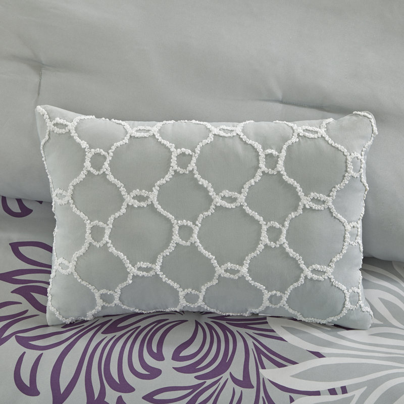 Full Purple Floral Microfiber Bed in a Bag Set