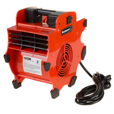 Stalwart 3-Speed Heavy-Duty Floor Blower Fan -  Portable Air Mover with 4 Different Angles, Red