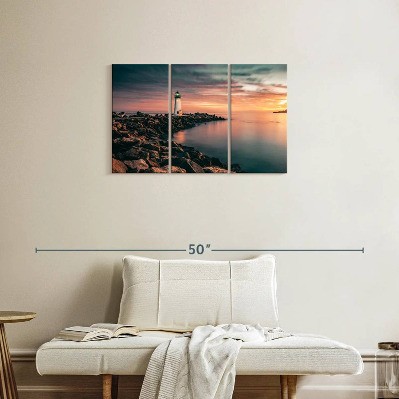 Lighthouse pastel sunset Aletra, H 20 po x l 33 po
