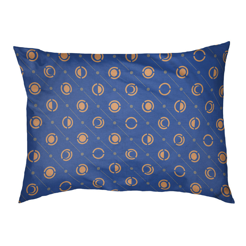 Coussin intérieur pour chien moon phases Chenault, Grand (l 50 po x P 7 po x H 40 po), Bleu / Orange