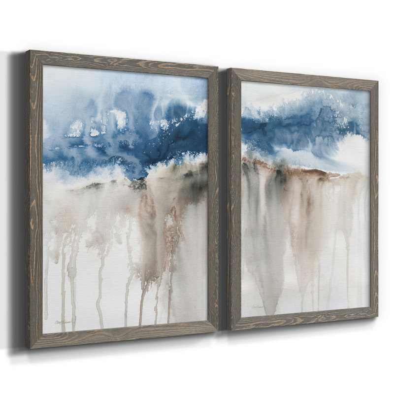 Windy Cliff I - ensemble de 2 reproductions d'art, H 24 po x l 36 po x P 1,5 po, Toile avec cadre gris, Pas de tapis