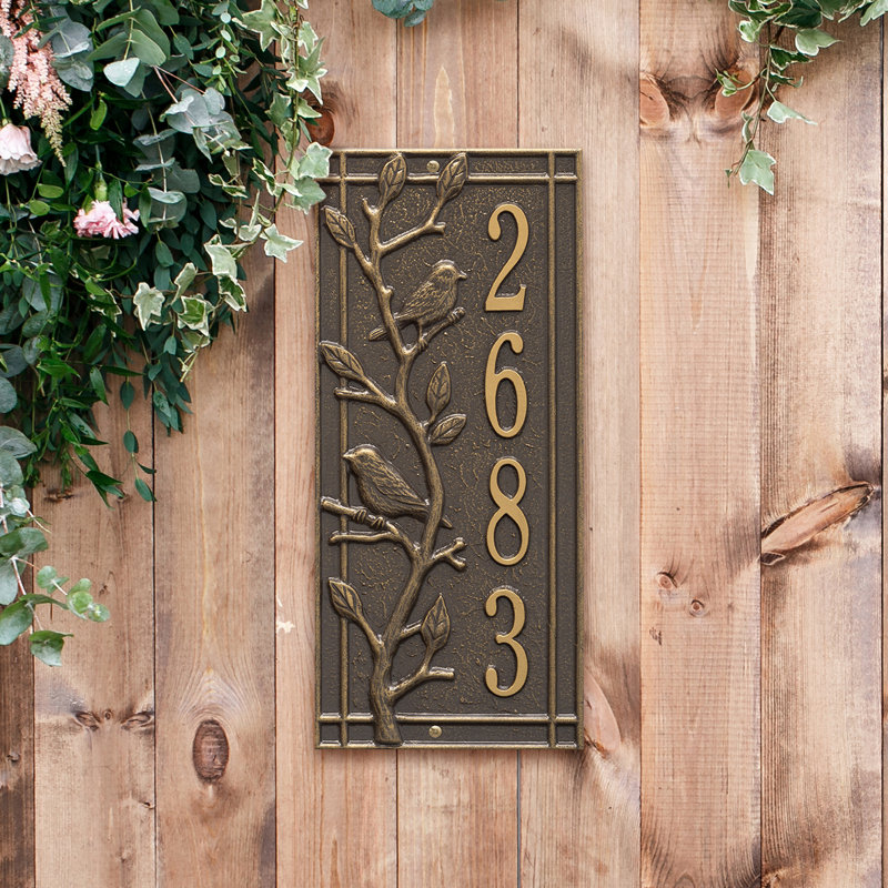 Woodridge Personalized Standard 1-Line Wall Address Plaque, Bronze/Gold, Yes