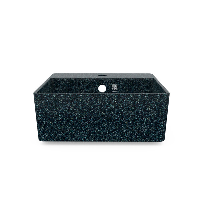Woodio Cube40 15.748'' Wood Square Bathroom Sink with Overflow, Arctic