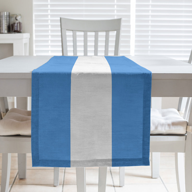 Houston Throwback Football Stripes Table Runner, 72" x 16", Houston Throwback Football Light Blue/White, Polyester
