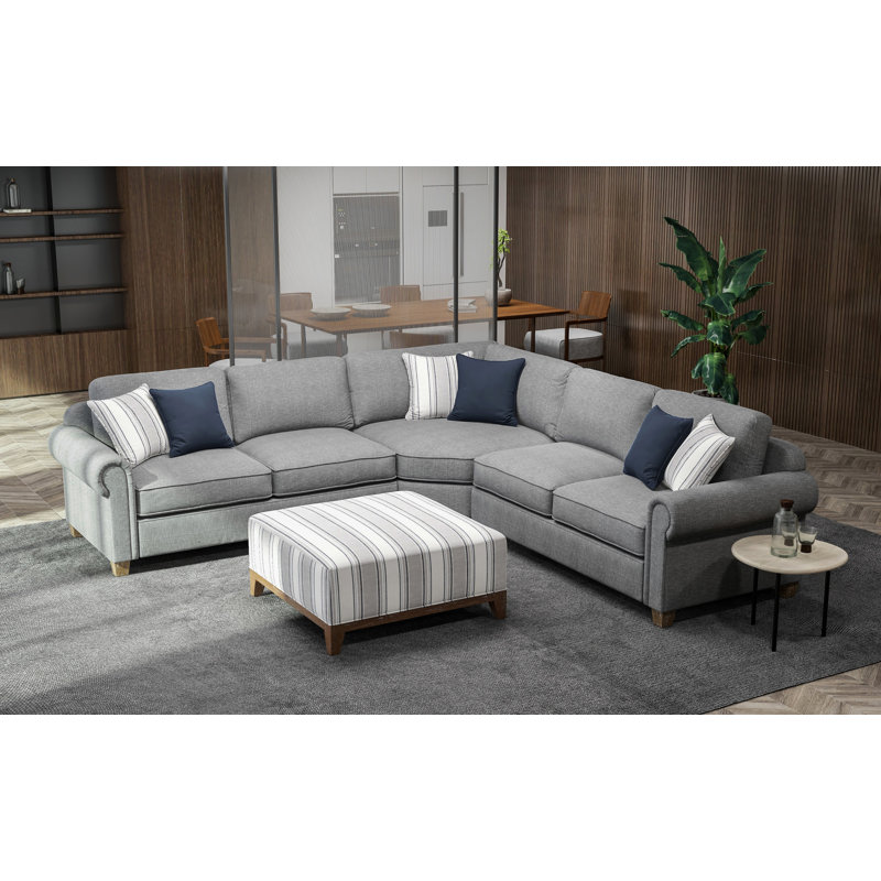 Timayah 3 - Piece Upholstered Sectional Set With Ottoman