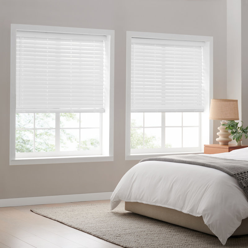 Eclipse 2" Faux Wood Blind, Cordless Light Filtering Window Blinds, Pull-down Blinds For Windows, White