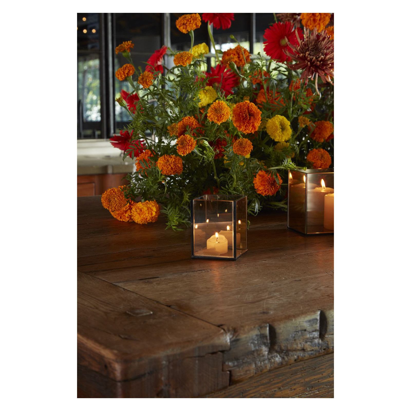 Asia Glass Tabletop Votive Holder, 4" H x 3" W x 3" D 