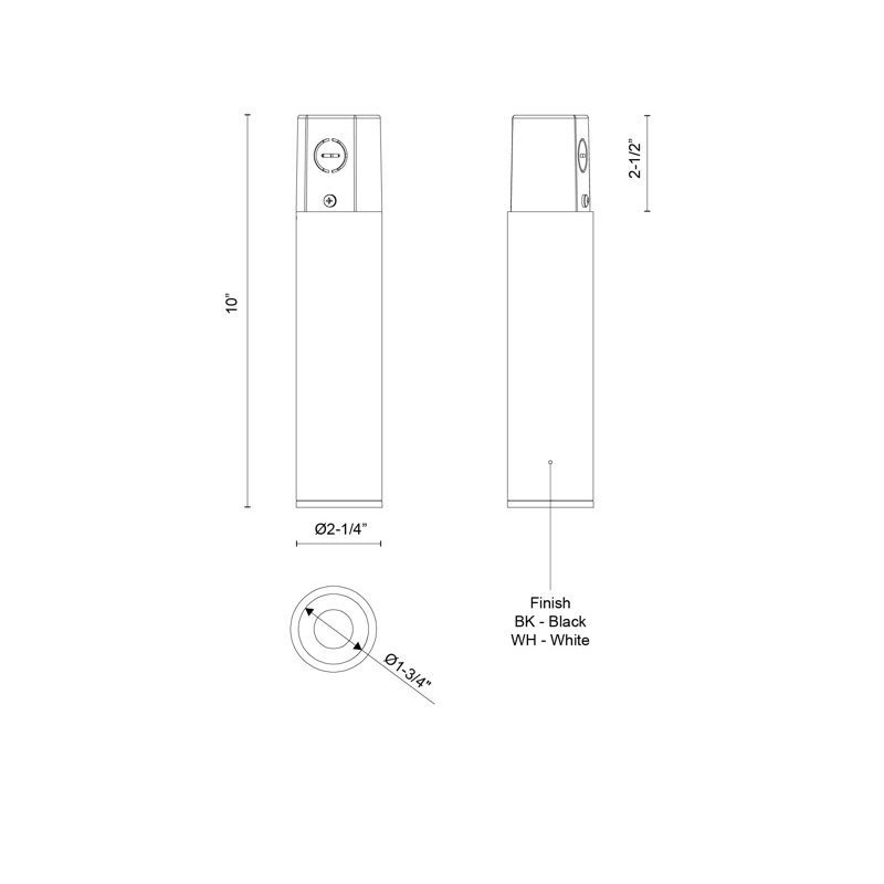 Lorna 1 - Light LED Flush Mount, White, 10" H x 2.25" W x 2.25" D, 10 W