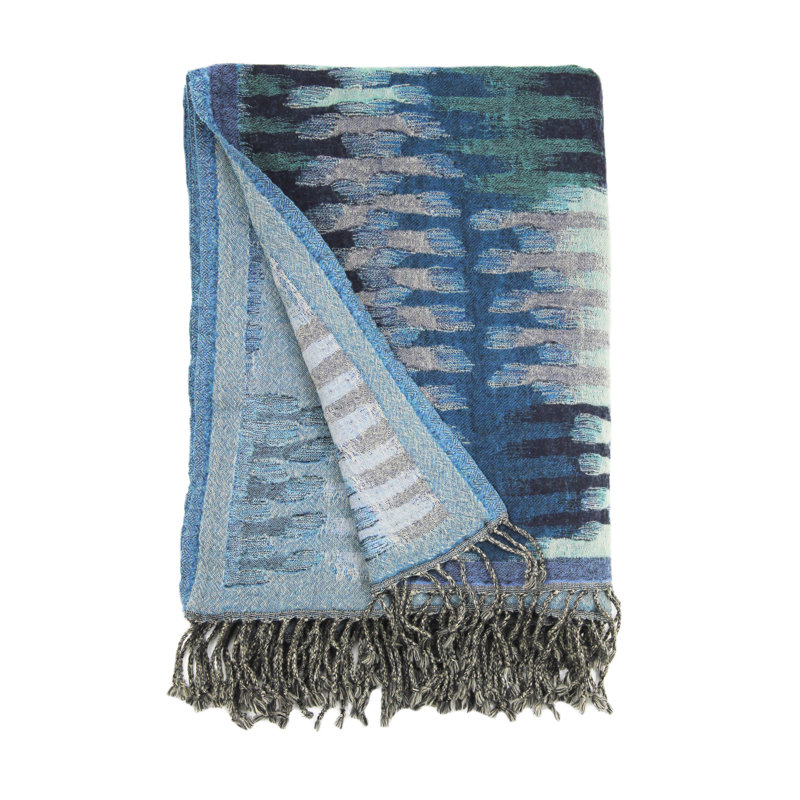 Hand Woven Throw Blanket, Blue/Brown