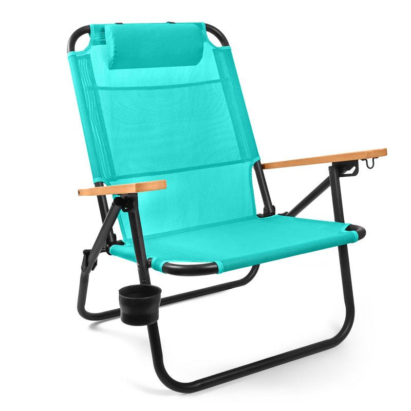 Chaise de plage à dos pour adultes, Turquoise / noir