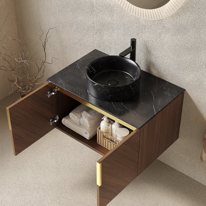 Meuble-lavabo mural avec portes de salle de bain, 30"