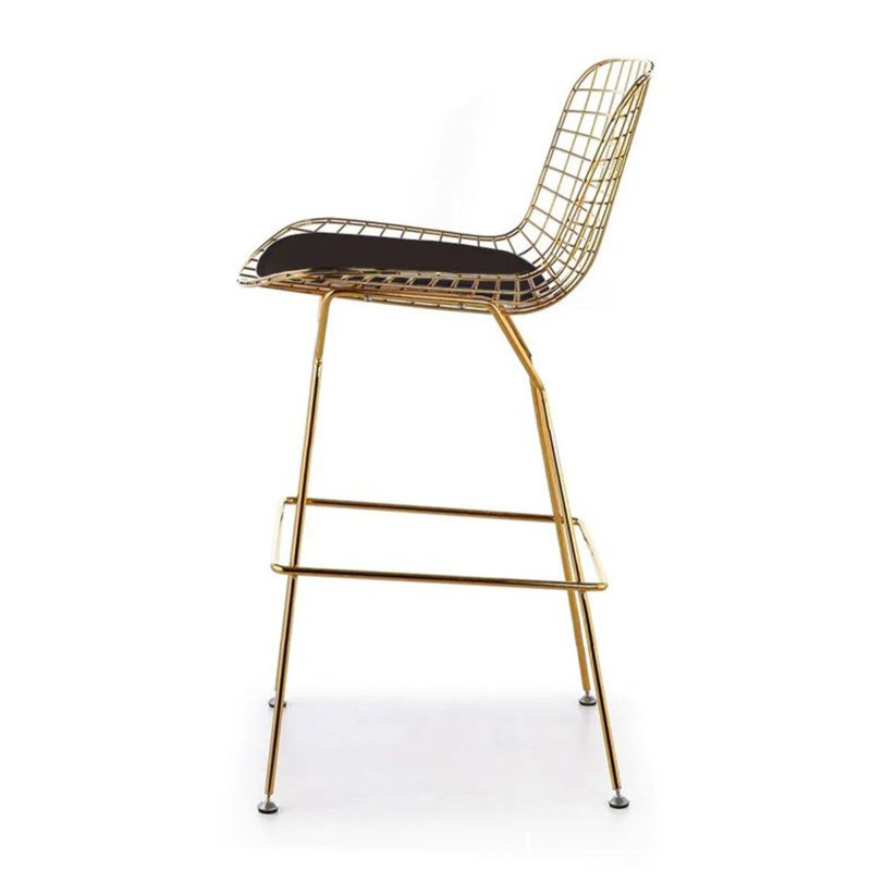 Tokio Metal Stool, Black Seat/Gold Frame
