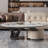 Oval rock panel coffee table living room-110943386