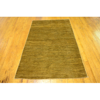 Tapis de zone en laine 3 pi 11 po x 5 pi 9 po main one-of-kind noué la brown Nash