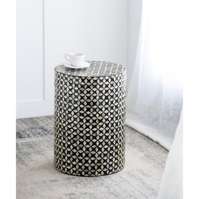 19.7 - Inch High Black Round Accent Stool And Garden Side Table With Distinctive Design 14.3 Lb For Living Room, Also A Great