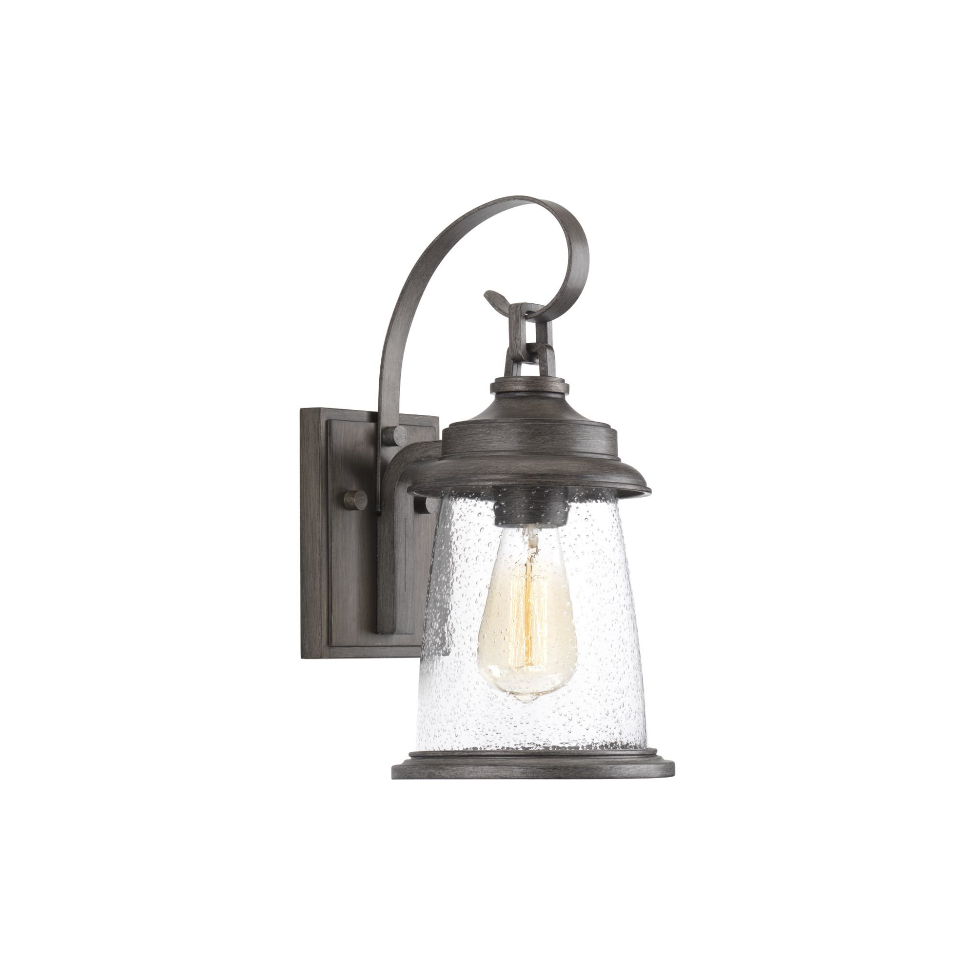 Single Light Bell Outdoor Wall Light, 14.25" H x 7" W x 9" D, Antique Pewter