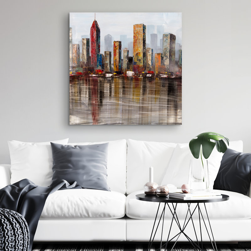 Rust looking city - 32"x32" art on canvas