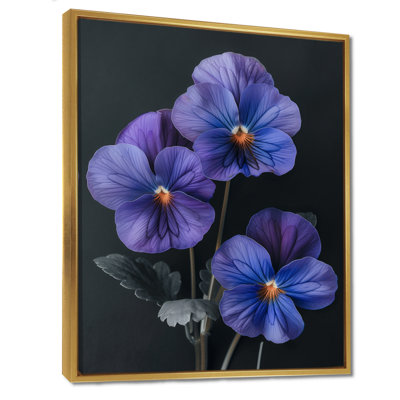 Pensées mauves et noires fleurs velours Vibes II - pensées murales