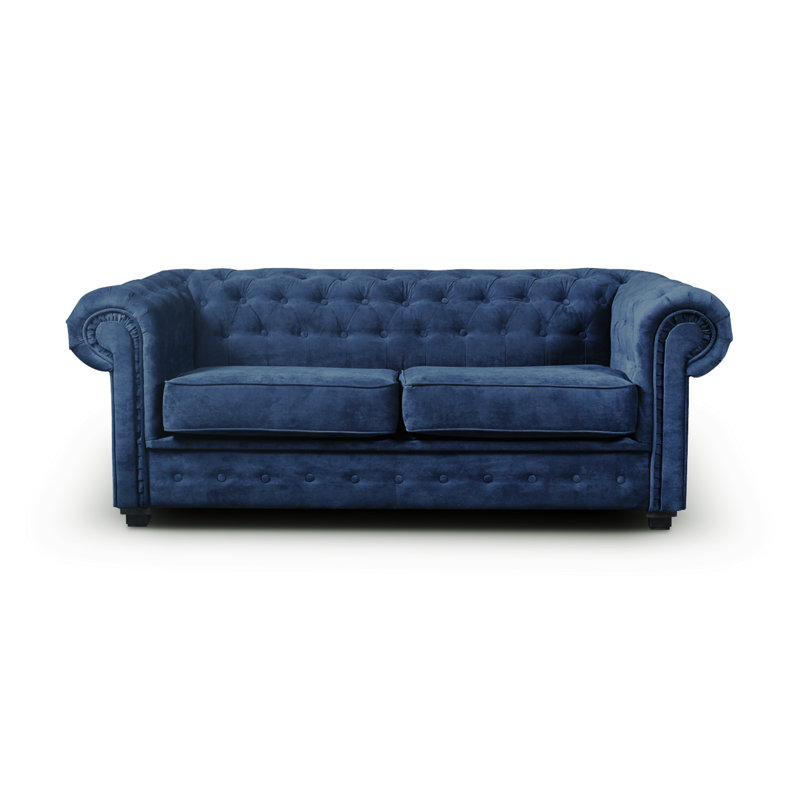 Dunfries 2 Seater Upholstered Chesterfield Sofa, Navy Blue