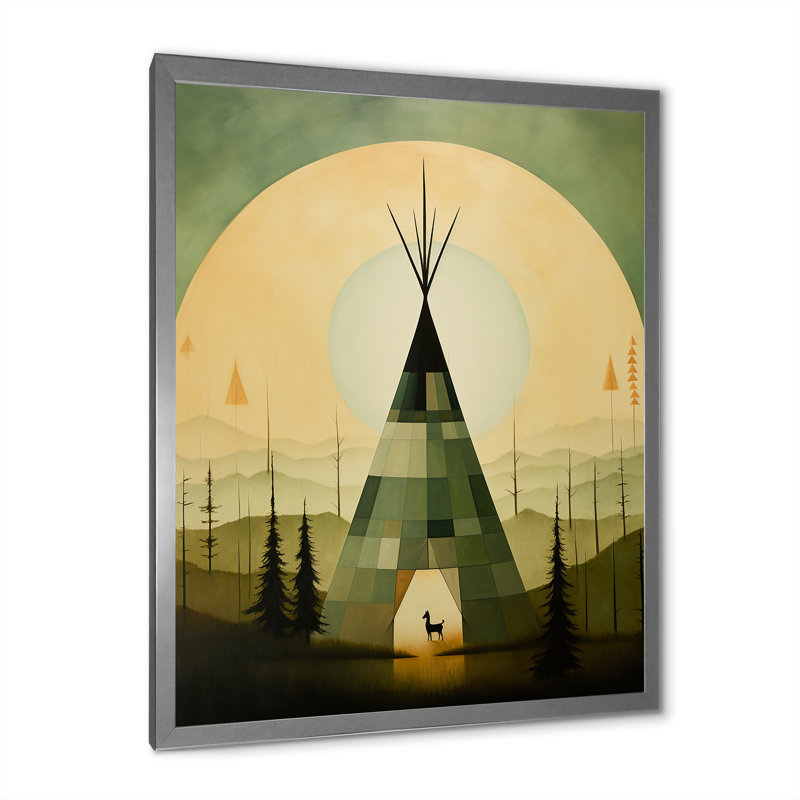 «Native Tipi Serenity in Nature I», reproduction sur toile, H 20 po x l 12 po x P 1 po, Cadre photo argenté