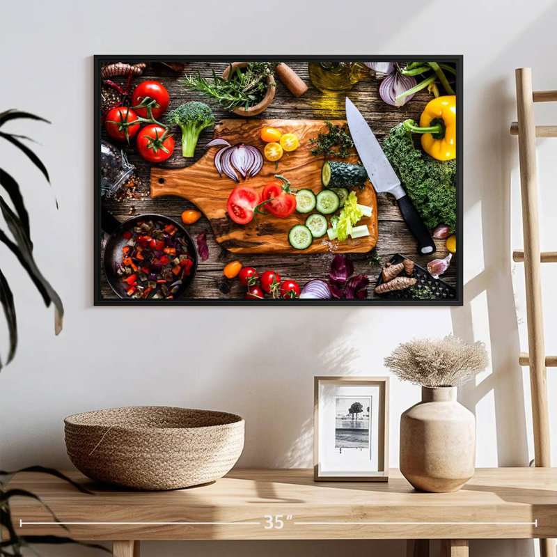 Légumes, ingrédients frais, 25 po x 17 po, Cadre flottant noir