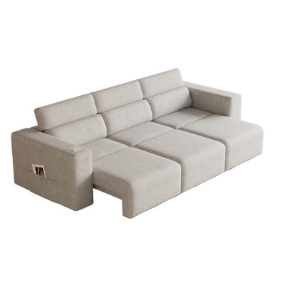 Gray 3-Seat Power Reclining Sofa with Wireless Charging and Remote Control
