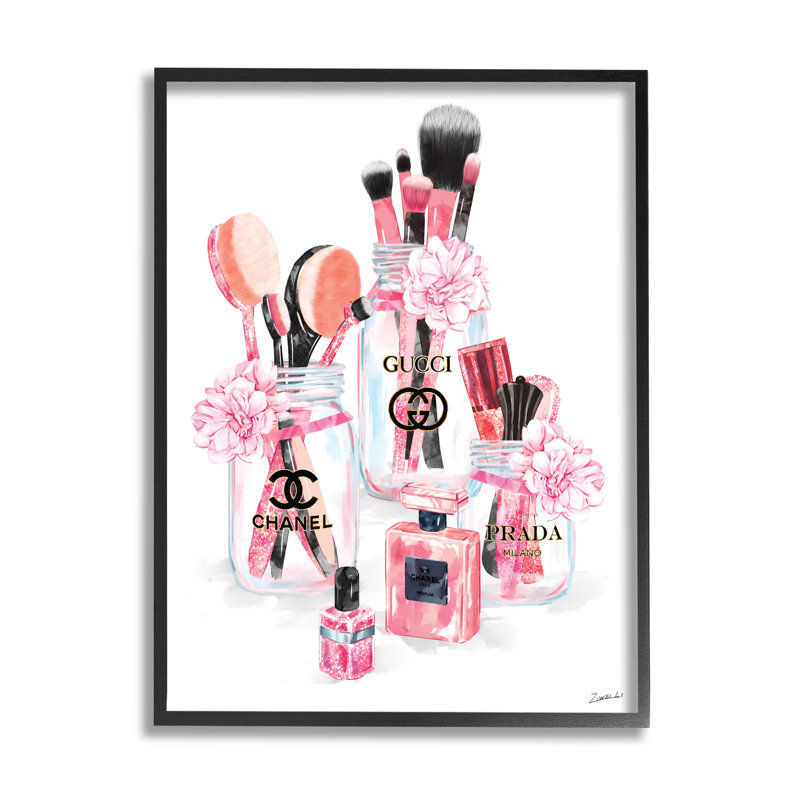 Accessoires de mode glamour en pots, Giclée encadrée noir minuit, H 20 po x l 16 po