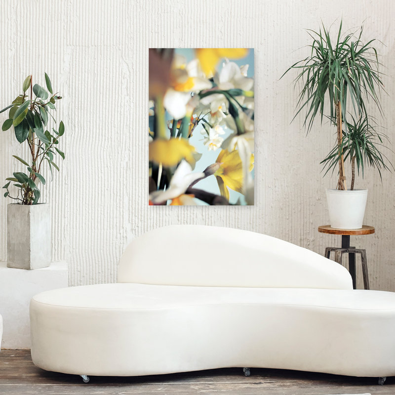 Art contemporain avec art floral, H 36 po x l 24 po